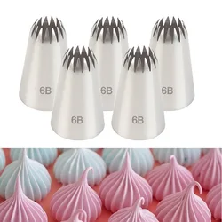 5pcs Piping Nozzles Set, Stainless Steel Icing Nozzles, Cream Cake Piping Tips For Dessert Biscuit Cup Cake, Kitchen Accessories
