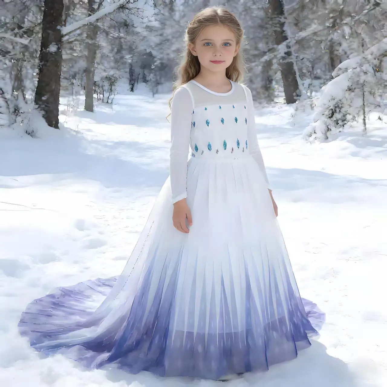 2026 Girls Cospaly Elsa White Elegant Princess Beautiful Dress Birthday Holiday Party Carnival Gift Clothing + Accessories Set