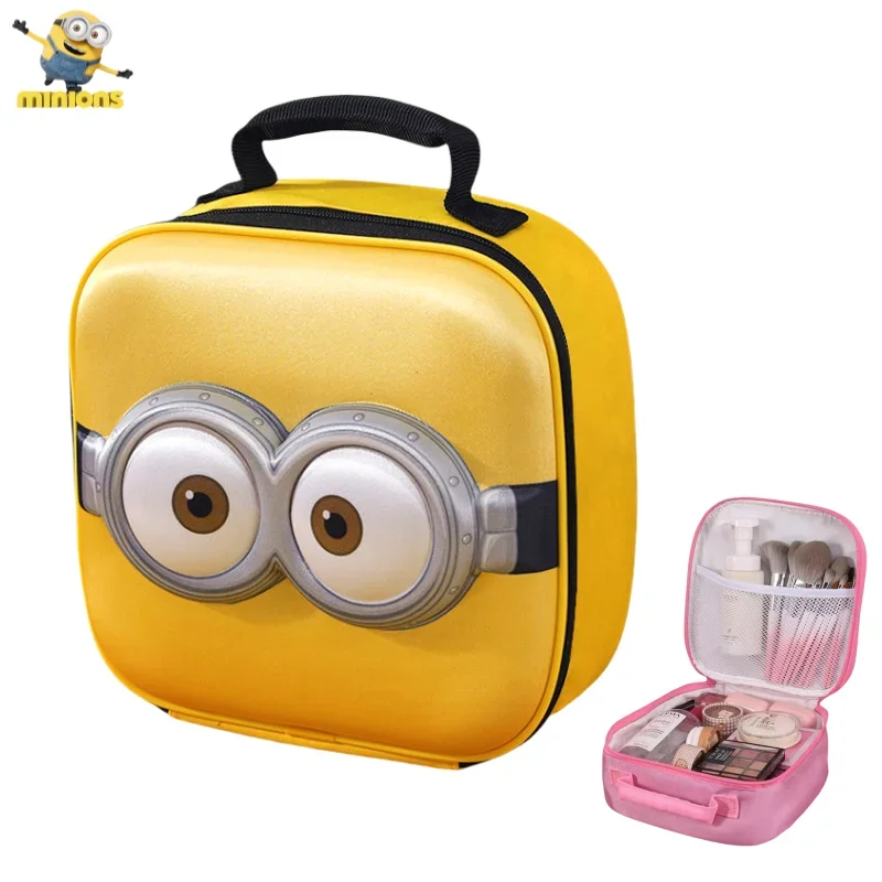 

Портативная косметичка с изображением миньонов, креативная, вместительная, водонепроницаемая, для хранения косметики и туалетных принадлежностей.