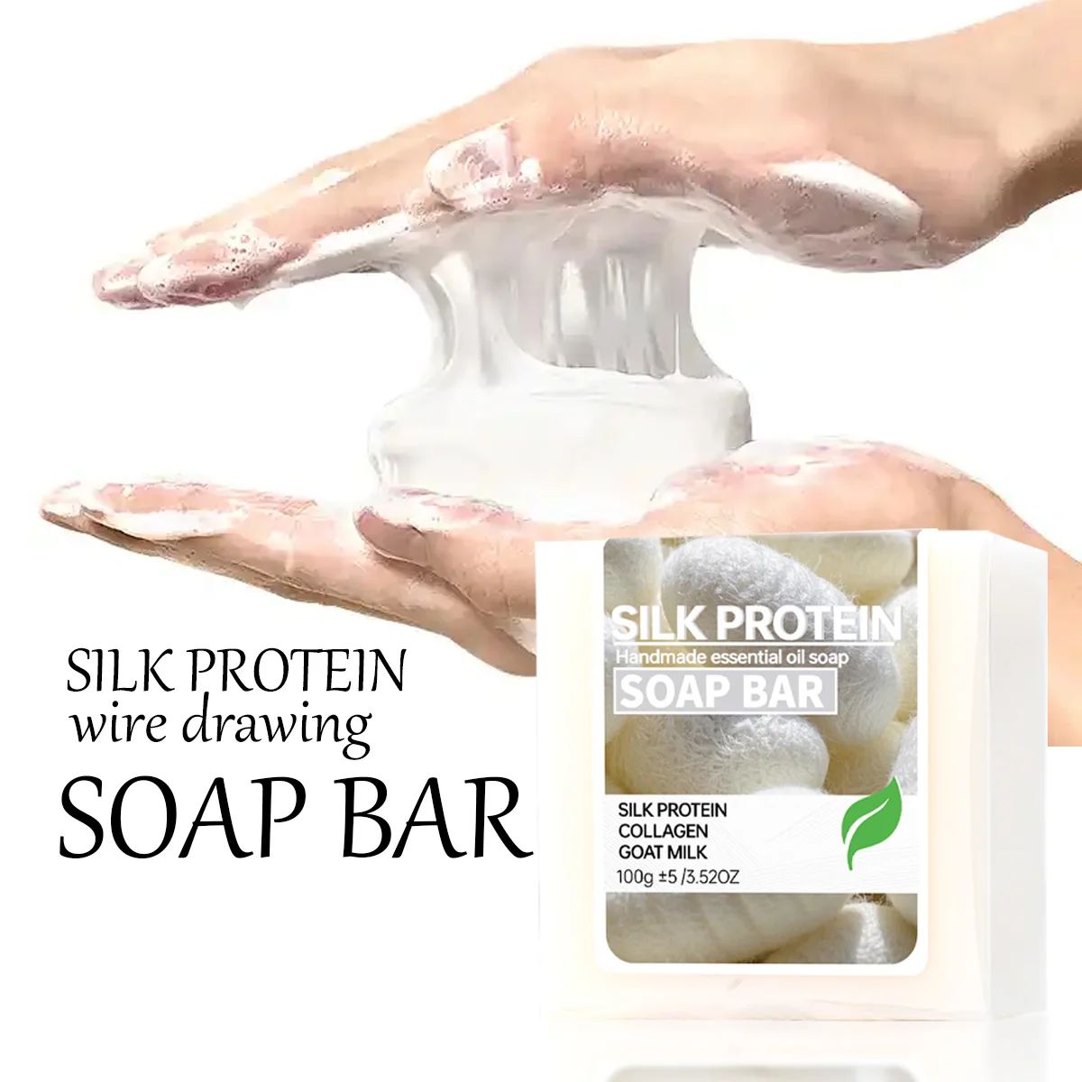 

100G silk protein brushed handmade soap, suitable for washing face and bathing all over the body, moisturizes and nourishes the