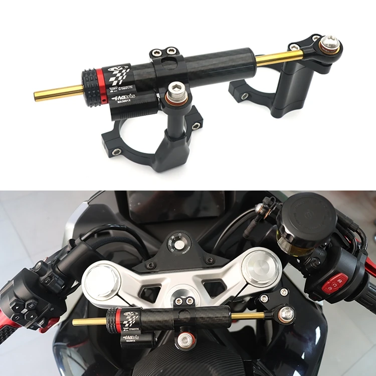 Motorcycle Adjustable Steering Damper Carbon Fiber Grain Stabilizer for CFMOTO 450SR 450SR-S