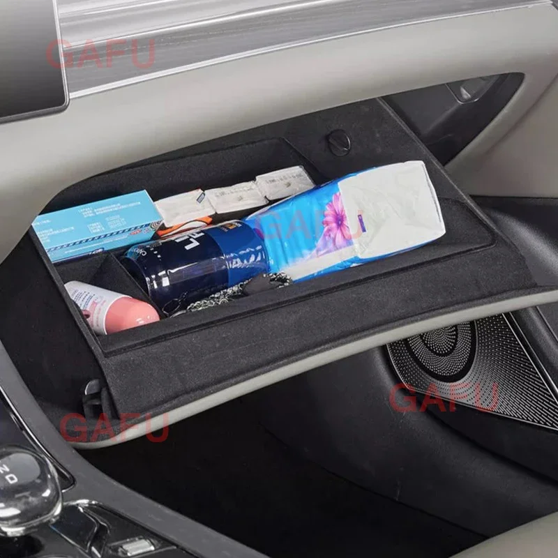 

For BYD Han DMI EV 2022-2023 Car Central Console Armrest Storage Box Behind Screen Co-pilot Tray Stowing Compartment Accessories