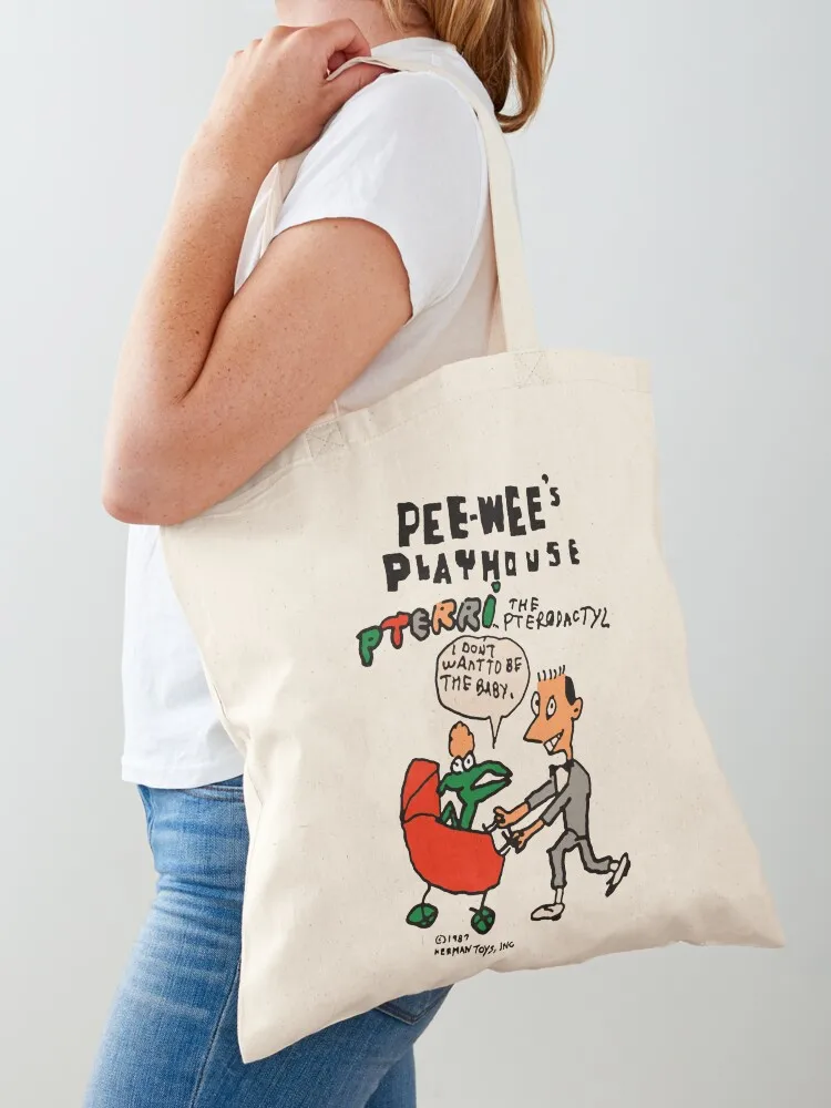 Pee Wees Playhouse Vintage Pee Wee Herman Paul Reubens T shirt 1980s TV Show Pterri I Dont Want to be the Baby Shirt Tote Bag