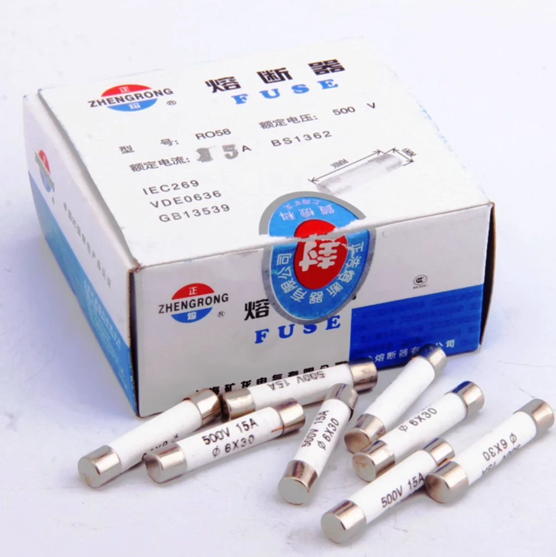 ZHENGRONG RO58 2A 250V 6*30 gG / RO58 RS58 1A 3A 4A 5A 6A 8A 10A 15A 20A 25A 30A 250V 500V 690V 6*30 gG aR Fuse