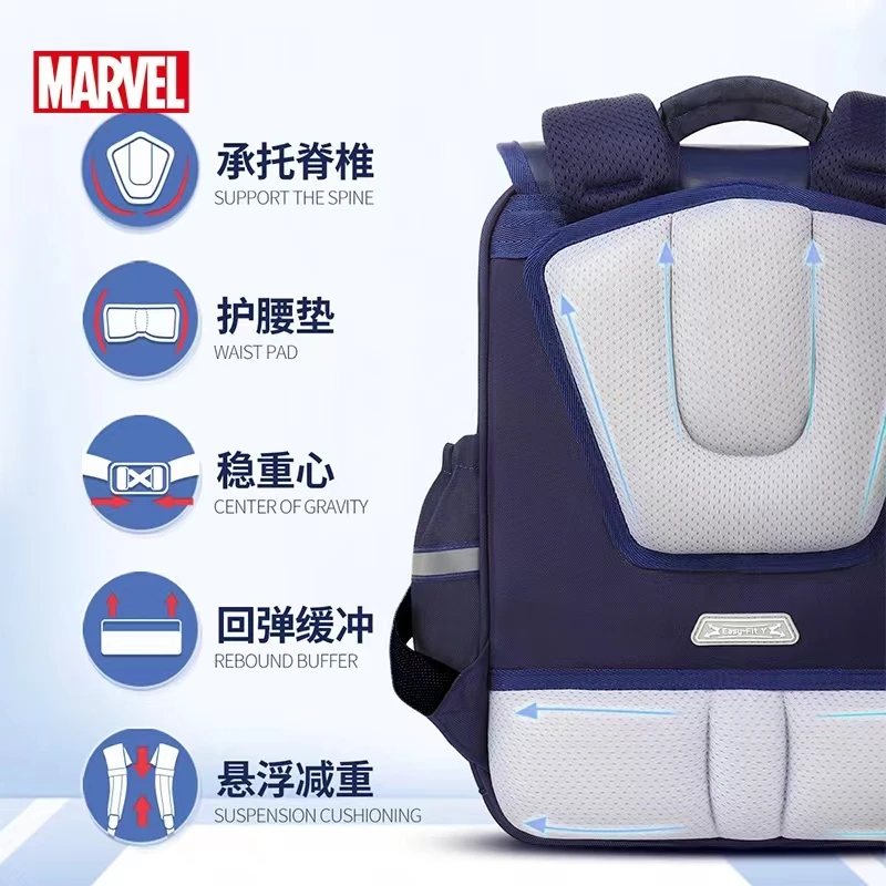 Disney-Mochila ortopédica de hombro para estudiantes de primaria, morral escolar de Iron Man, Spiderman, Capitán América, de grado 1-5, 2022