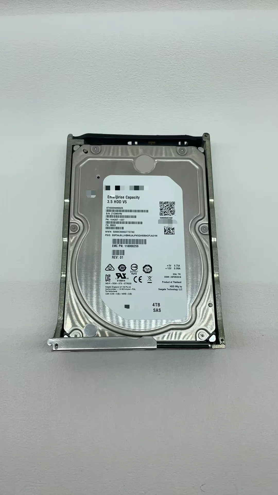 4TB Enterprise Capacity SAS 12Gb s 512n 3.5" Internal Hard Drive Model ST4000NM0025