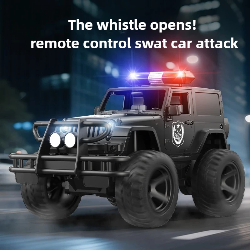 RC Car 1/14 Simulation RC Off-road Bigfoot Police Car with Lights and Sounds Electric Remote Control Car Model Toy Gift