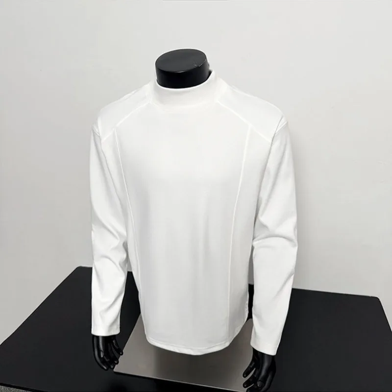 

Весенне-осенняя новая американская футболка с длинными рукавами, толстовка, топ для мужчин, однотонный повседневный свободный пуловер с воротником-стойкой