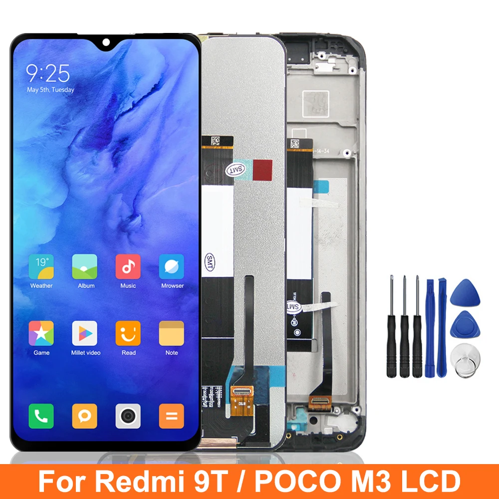 

Оригинальный экран Xiaomi Redmi 9T, ЖК-дисплей для Xiaomi Poco M3 M2010J19CG, сенсорный экран, дигитайзер в сборе с рамкой