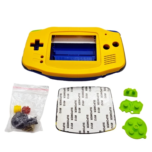 Juego de bricolaje Edición limitada Caja de cubierta de cubierta de carcasa azul amarilla Reemplazo de reparación para GameBoy Advance para consola GBA