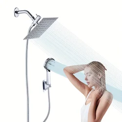 8 inch/10 inch Square Top Sprayer Shower Set Combo Adjustable Shower Head,3-function Handheld Shower with 6 Inch Shower Arm ﻿