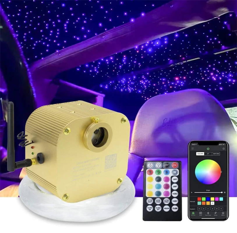 

Оптоволоконный светильник, потолочный комплект, Bluetooth APP Control, звездный автомобильный светодиодный светильник, потолок для детской комнаты, мерцающая оптоволоконная звезда, цвет RGBW
