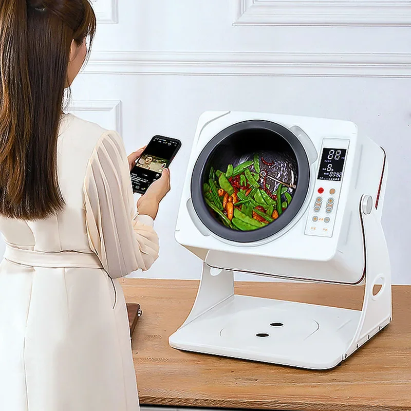 6L Vegetable Cooking Machine 2500w Automatic Canteen Large Intelligent Robot Drum Type Fried Rice Multi-functional Frying Pan