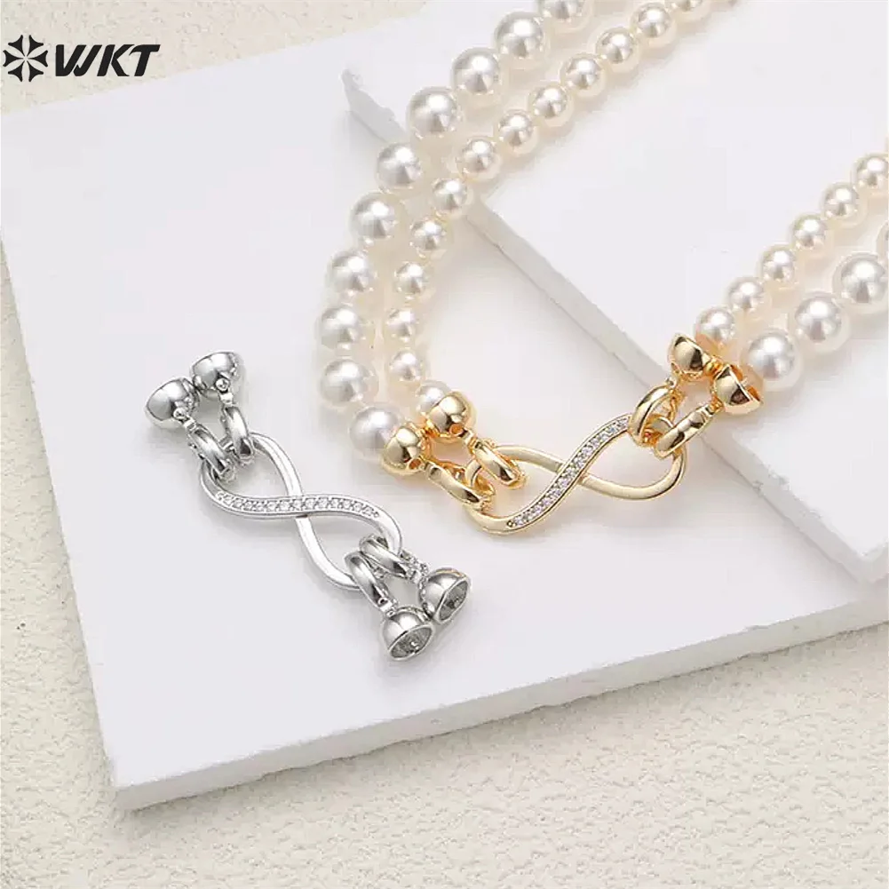 WT-JFE125 New Coming Retro Copper 18K Gold Plated Microinset Zircon Necklace Bracelet Pearl  Accessories For Women DIY