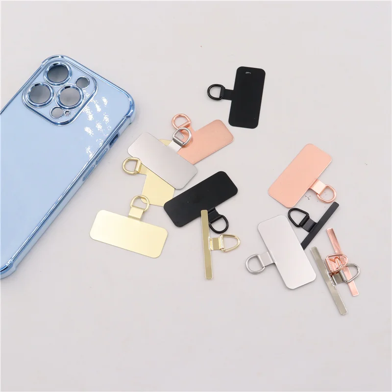4/2PCS Ultra-thin Stainless Mobile Phone Lanyard Patch Gasket Upgrade Ears Bent Detachable Anti-lost Tether Safety Connect Card
