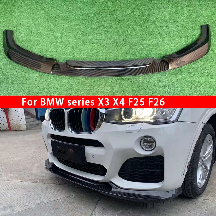 For BMW X4 F26 X3 F25 2014-2017 Carbon Fiber Car Front Bumper Diverter Spoiler Diffuser Front lip chin body kit