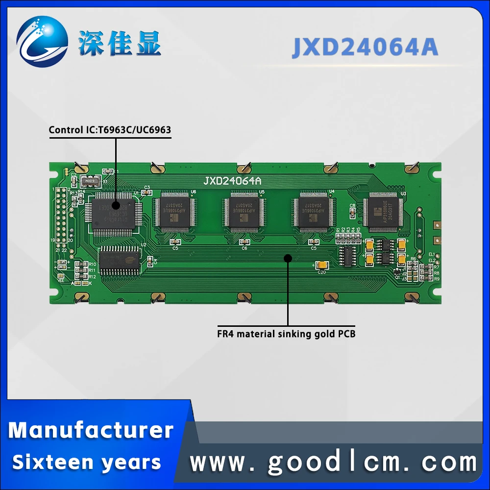 Imagem -02 - Ampla Temperatura Lcd Dot Matrix Display Tela de Porta Paralela Positiva Branca Driver T6963c Jxd24064a Fstn 240x64