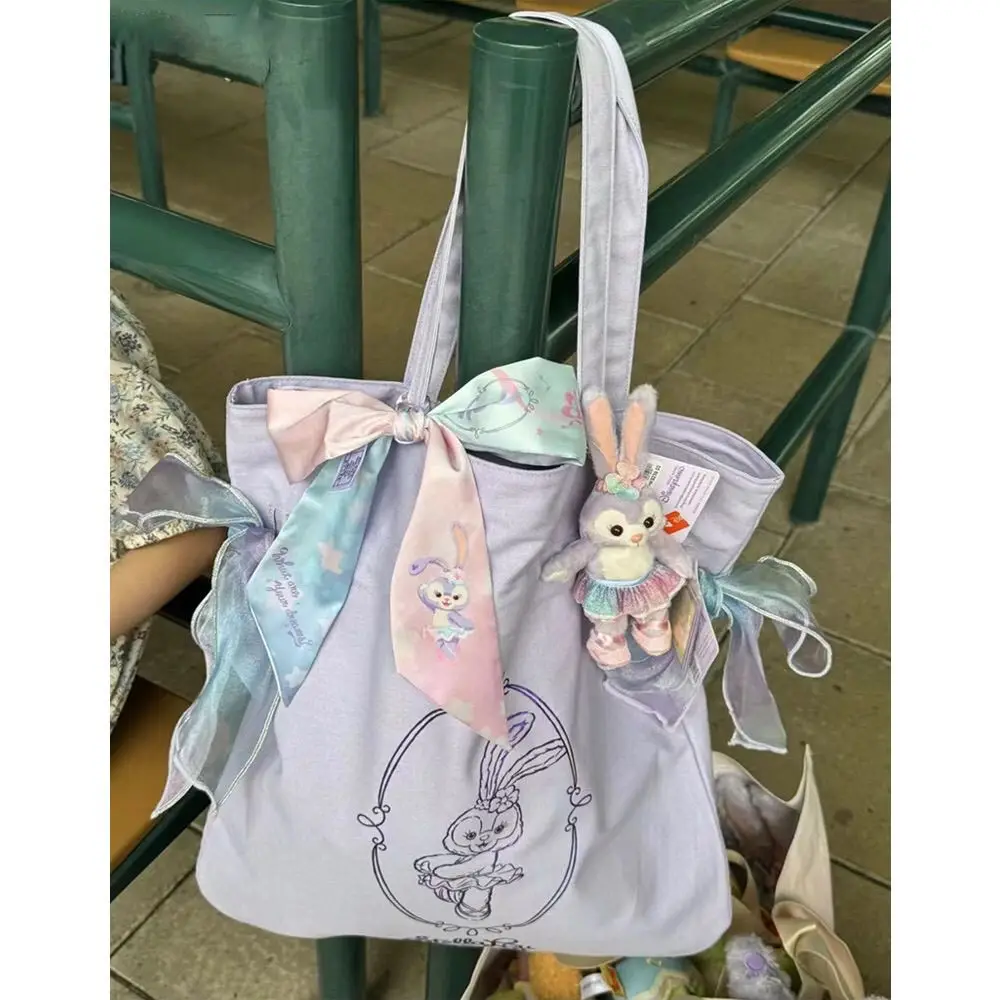 Disney Stellalou dreams of dancing, bolsos morados bonitos, bolsos de hombro con estampado de dibujos animados Kawaii, bolso de compras de gran capacidad para niñas