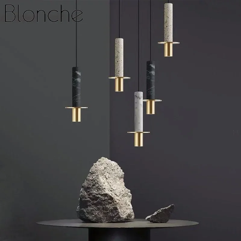 Jane European Water Stone Cylindrical Spotlight Pendant Lights Aisle Bedside Bar Hot Pot Shop Pendant Lamp E27