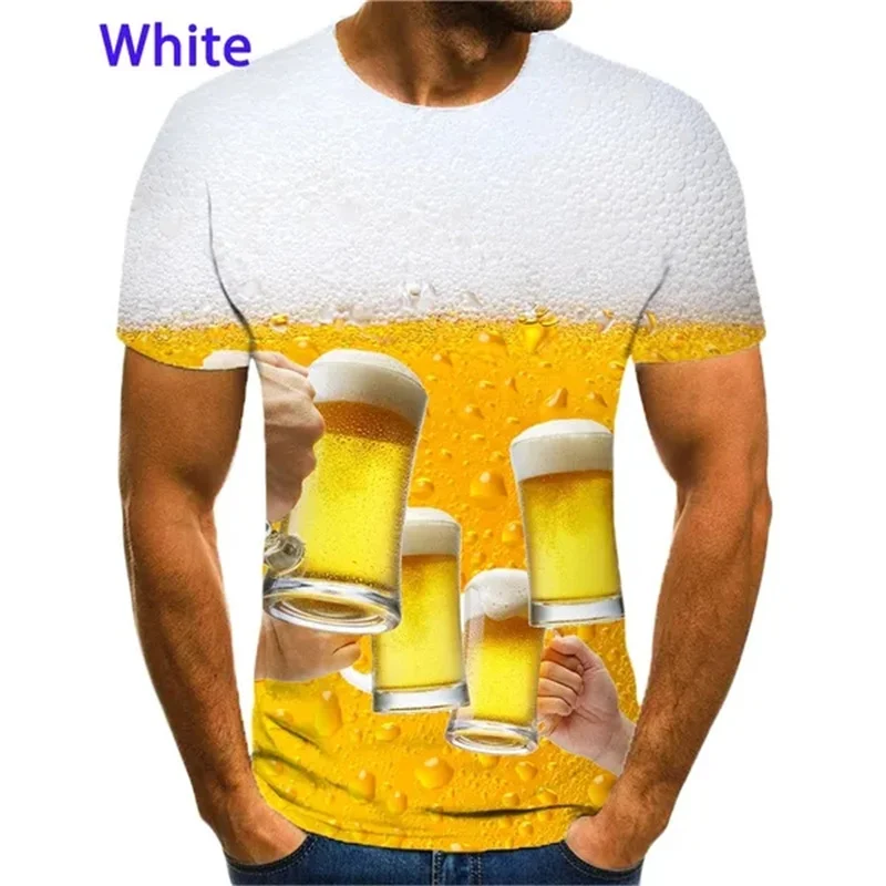 Beer Cheers Printing Tee Shirt Men Summer Cool Men 3D Beer Bubble Graphic T Shirts Short-sleeved T-shirt Fashion Casual Tops Tee