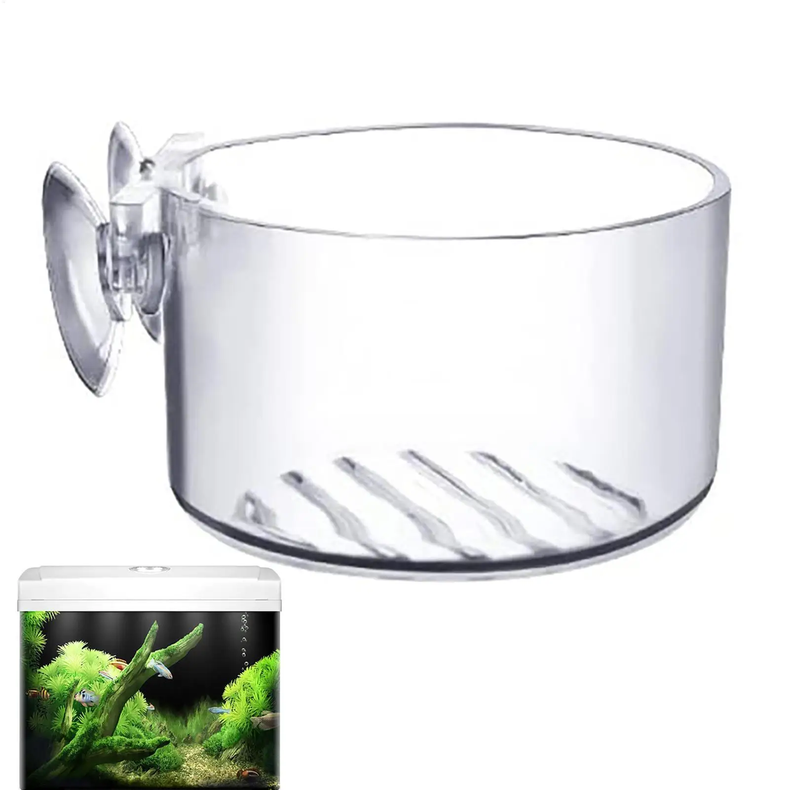 Acrylic Aquatic Plant Cup Aquarium Fish Tank Glass Plant Pot with suction holder Feeding Container Stand for Aquarium Lanscape