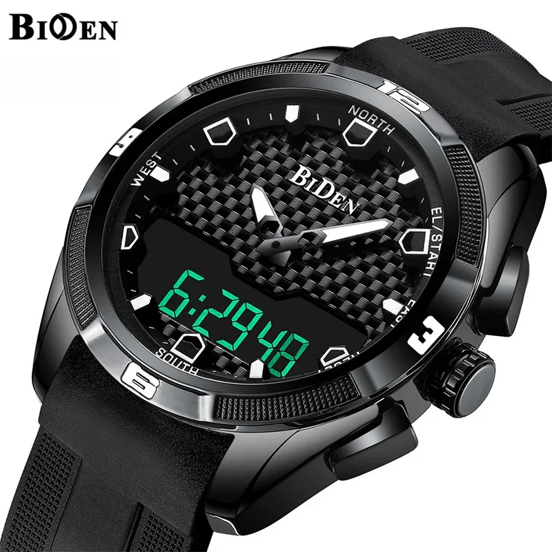 

Fashion Military Watch Black Silicone Waterproof Casual Sport Mens Watches Dual Time Digital Backlight Men's Gift Wristwatch