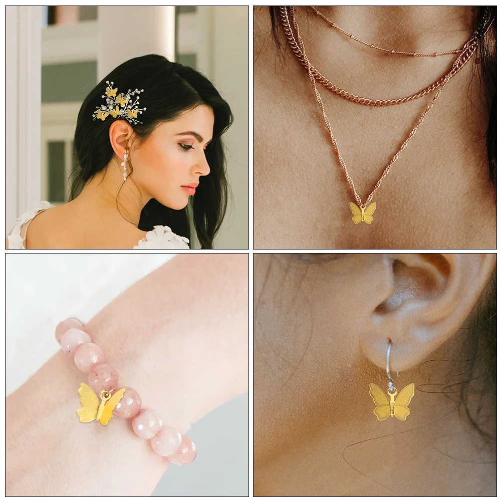 

100Pcs Butterflies Charms Fine Workmanship DIY Jewelry Making Supplies Stylish Pendant for Key Chain Anklet Sweater Chain