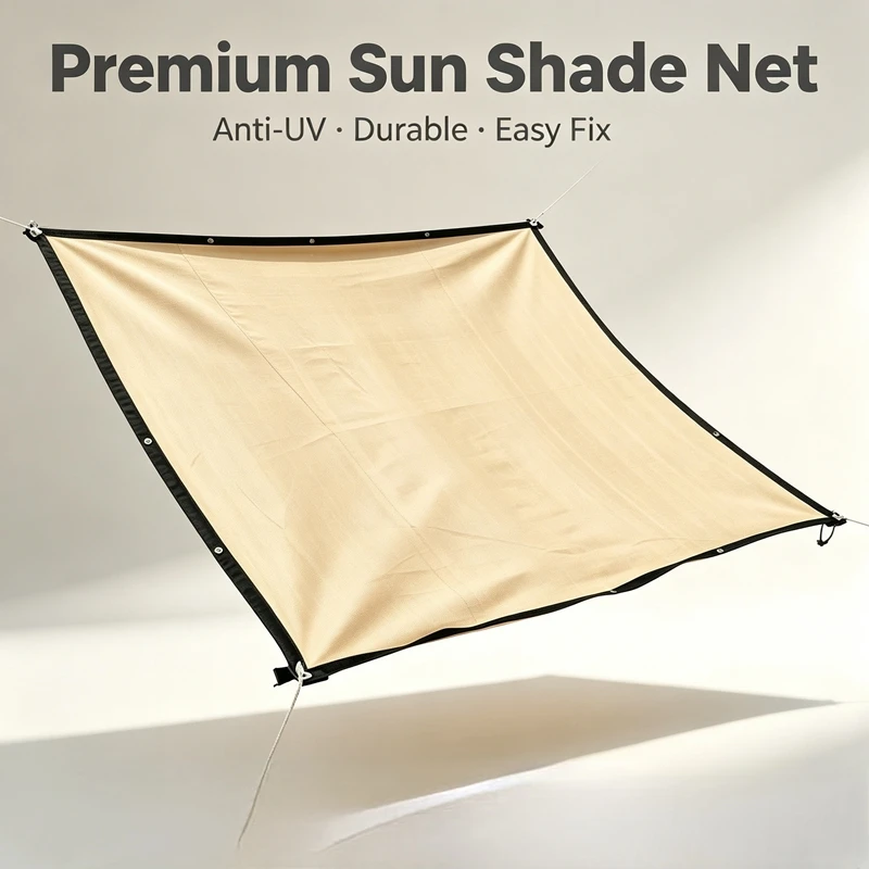 Beige Soft Sun Shade Net  – Airy Shade Canopy for Patio Lounges Balcony Green Zones And Outdoor Reading