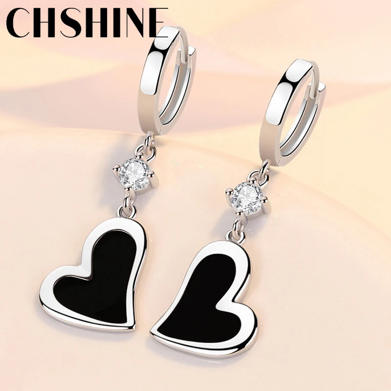 CHSHINE-pendientes de plata de ley 925 con forma de corazón para mujer, joyería de moda para boda, cena y fiesta