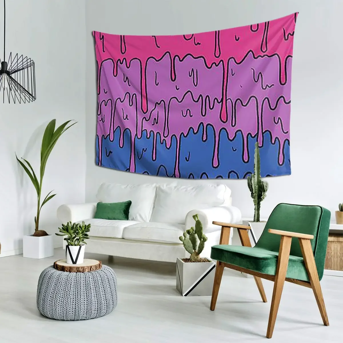 Pastel Kawaii Melting Bisexual Pride LGBTQ Design Tapestry Art Wall Hanging Home Tapestries for Living Room Bedroom Dorm Room