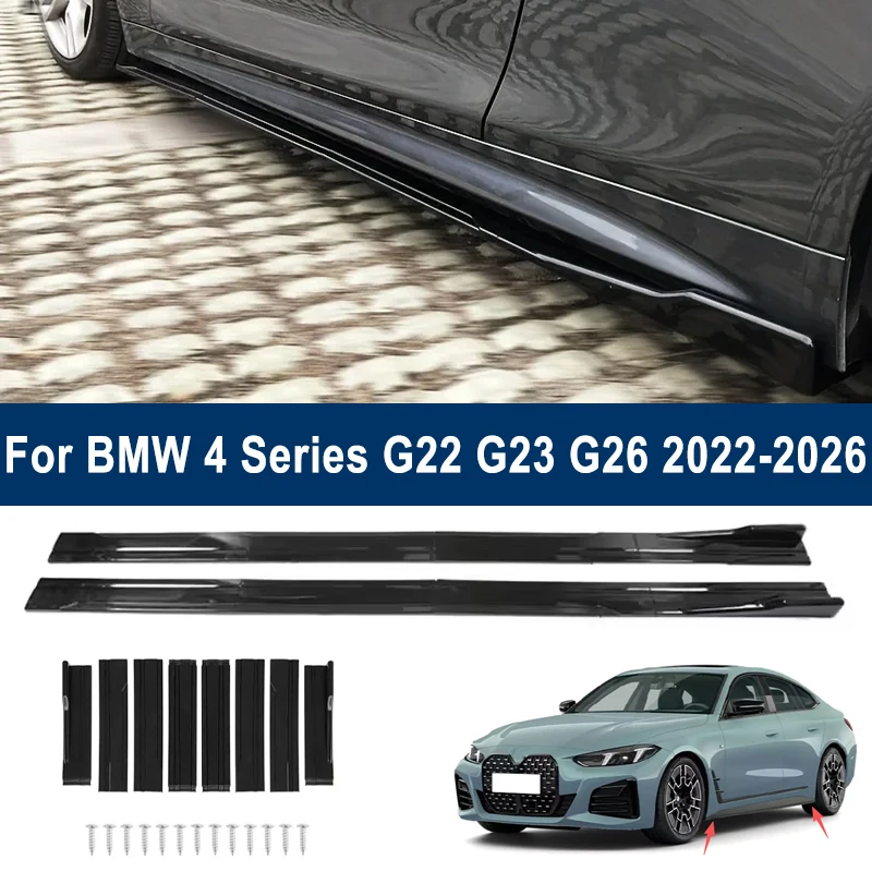 

For BMW 4 Series G22 G23 G26 22-26 Car Side Skirt Splitters Extended Side Spoiler Sport Body Kit Bumper Lip Modified Parts 8Pcs