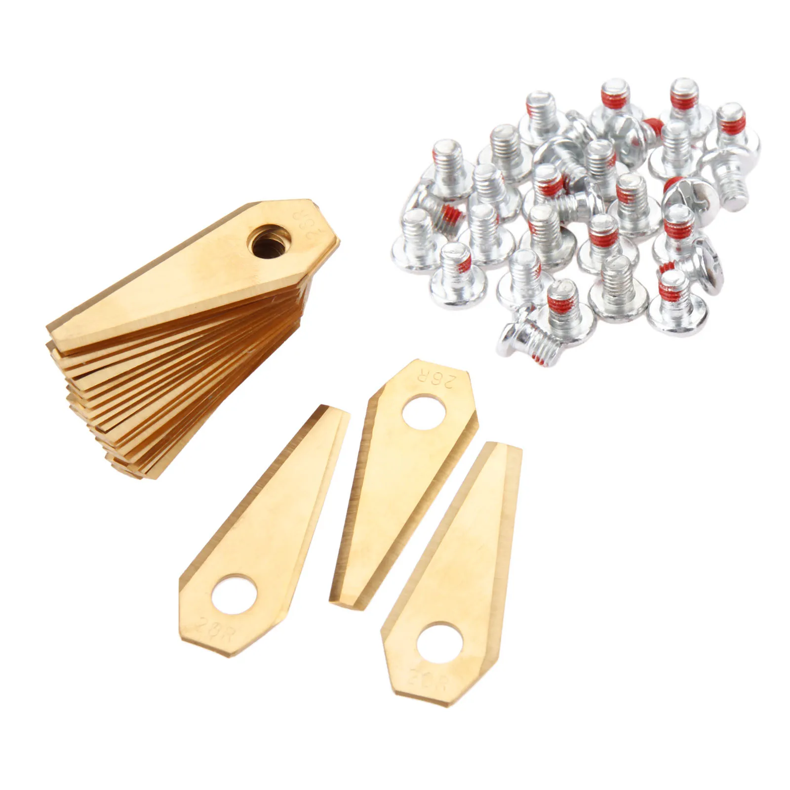 

30Pcs Golden Stainless Steel Titanium Coated Lawnmower Blades & Screws for Indego Robotic Mower DIY Tools Trimmers Garden Tools