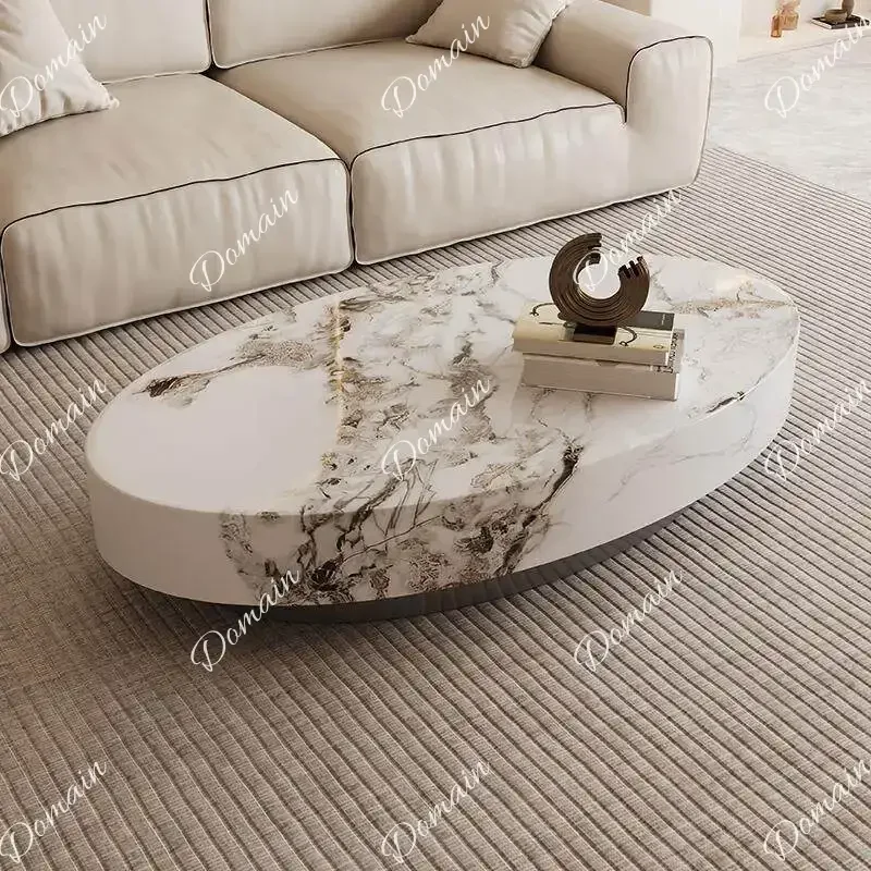 B Home Marble Oval Coffee Table Living Room Home Simple Luxury Modern Cream Style High End Side Tables Pliante Hotel Furniture
