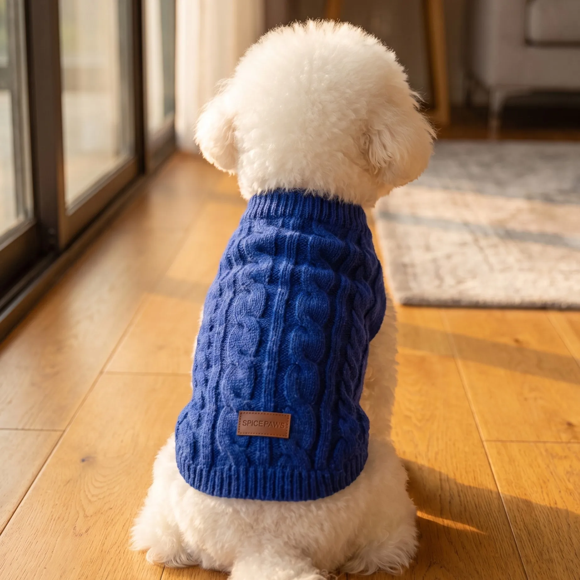Hundepullover, gestrickte Weste für Haustiere, geflochtene Hundekleidung im Stil von „Fried Dough Twists“, warmer Mantel für Haustiere für Herbst und Winter, Kleidung für kleine Hunde. – Detail 10