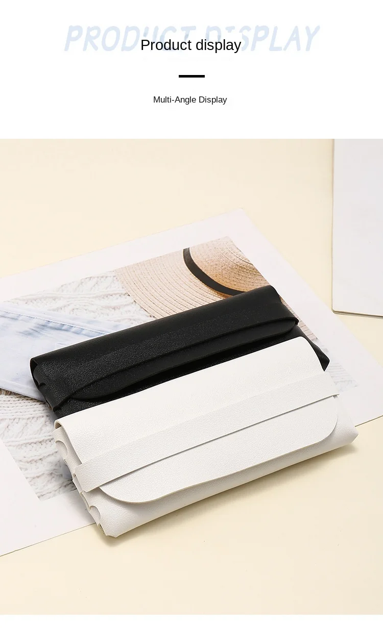 Schwarz-weiße Brillenetuis aus weichem und stilvollem Leder – Brillenschutztaschen, Reisezubehör für Männer und Frauen – stilvoll – Detail 4