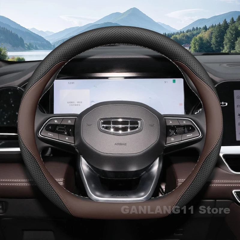 

Leather Car Steering Wheel Cover For Geely Tugella 2022-2025 Covers For Covers Auto interior Geely Tugella Accessories 2025