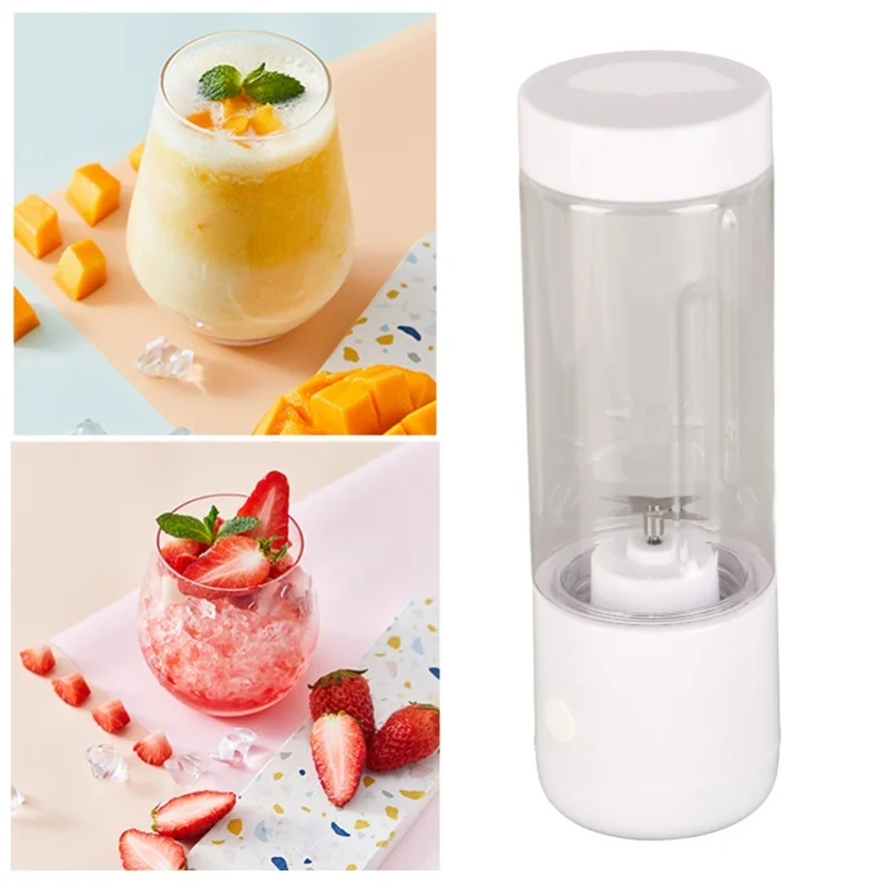 

Портативный блендер, высокоскоростное вращение, многофункциональная электрическая соковыжималка USB для домашних путешествий, 400 мл, коралловый, розовый, с четырьмя лезвиями