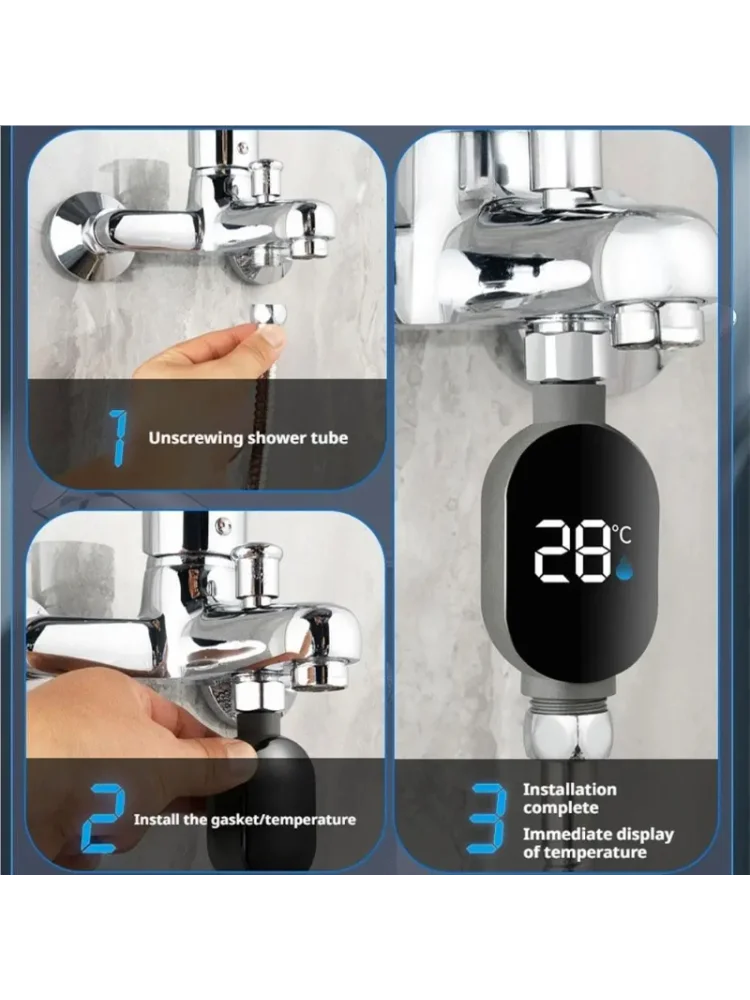 Thermomètre de Douche à Affichage LED Numérique et Activation Tactile Intelligente 0 ℃ ~99 ℃ Thermostat de bain pour la mesure de la salle de bain à domicile