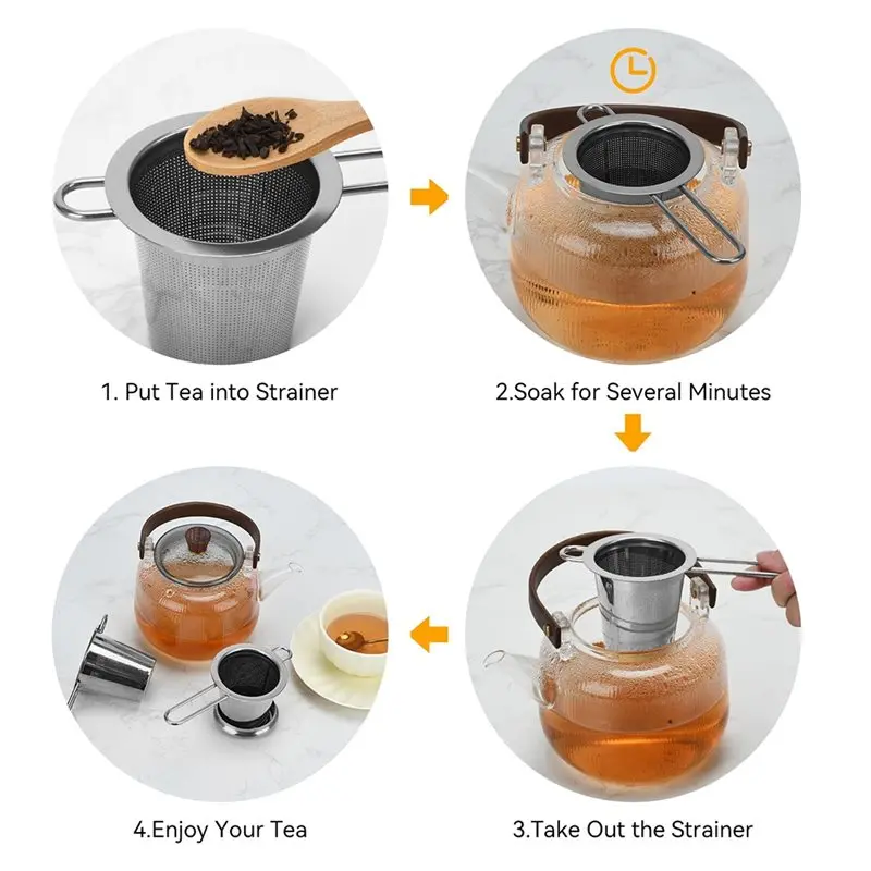A25I-Tea Infuser Stainless Steel Tea Strainer Fine Mesh Tea Diffuser Loose Leaf Tea Steeper For Mugs Cups Teapots