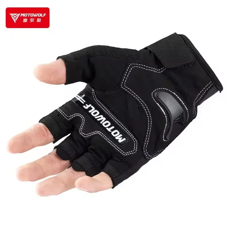 Guantes de Motociclismo Transpirables de Verano MOTOWOLF, Medios Dedos, con Protección de Fibra de Carbono, Antideslizantes y Resistentes a Impactos, para Ciclismo y Motociclismo
