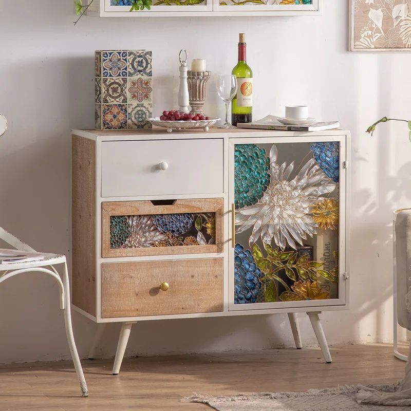 шкаф, светлый роскошный шкаф для хранения из эмалированного цветного стекла, пыленепроницаемый входной шкаф из кованого железа, сундук