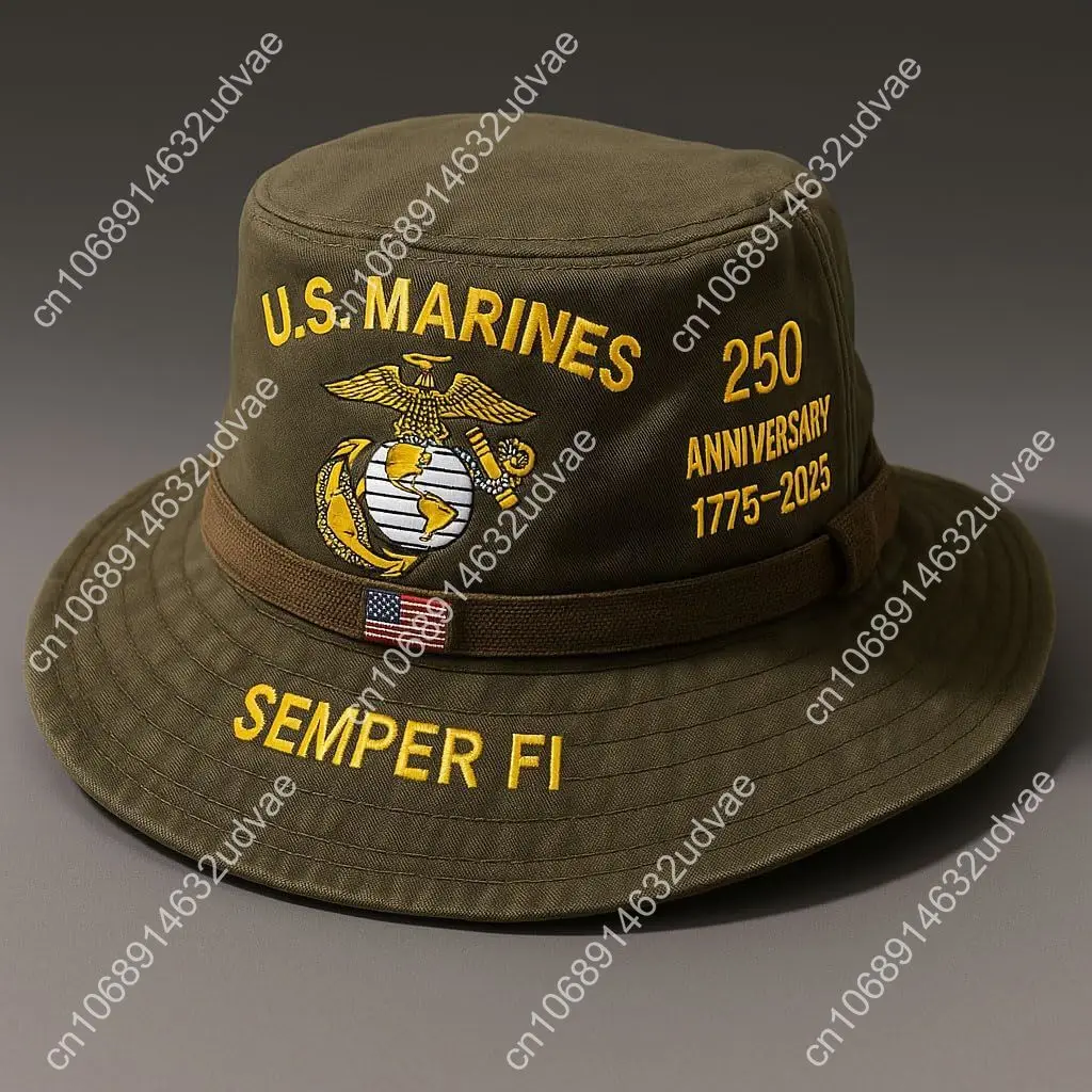 Marine Corps Bucket Hat, 250th Anniversary Semper FI Bucket Hat Gifts for Veterans and Active-Duty Military Personnel Multi