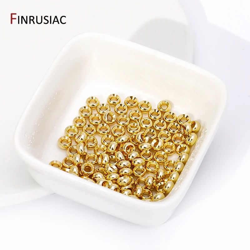 14/18K Gold Plated Brass Smooth Round Spacer Beads,Flat Loose Beads Separators For DIY Bracelet Jewelry Making Accessories image 6