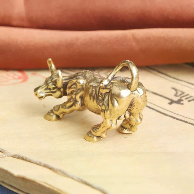 Brass Bull Wall Street Cattle Sculpture Copper Cow Statue Mascot Exquisite Crafts Ornament Office Decoration Business Gift