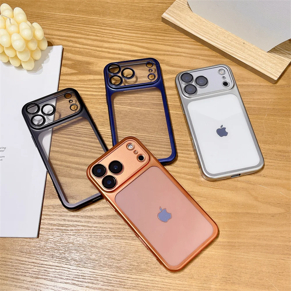 حافظة هاتف ناعمة شفافة مطلية بالكهرباء لهاتف iPhone 17 Pro Max مقاومة للصدمات مع حماية كاملة لعدسة الكاميرا