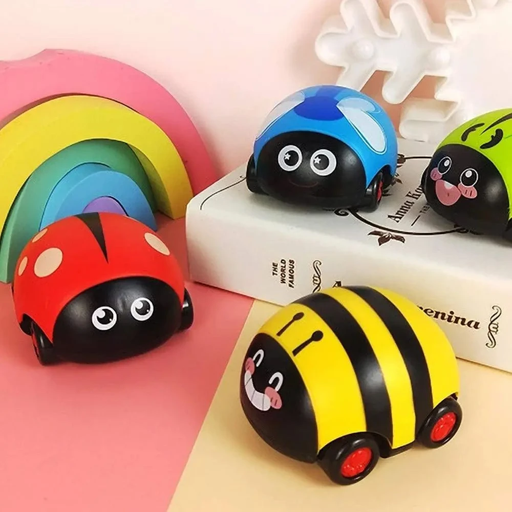 Baby Cartoon Lieveheersbeestje Dier Auto Wrijving Pull-Back Voertuig Kinderen Kever Lieveheersbeestje Racing Speelgoed Groothandel