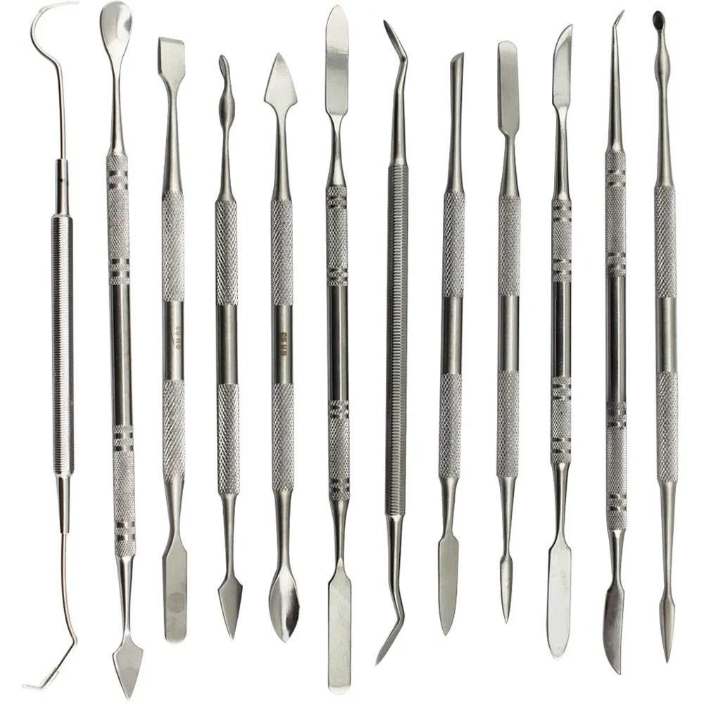 Double Ended Dental Wax Carvers Grupo Modelagem Ferramentas de Escultura Dental Picks Polymer Pottery Clay Carving Tool 12 Pcs