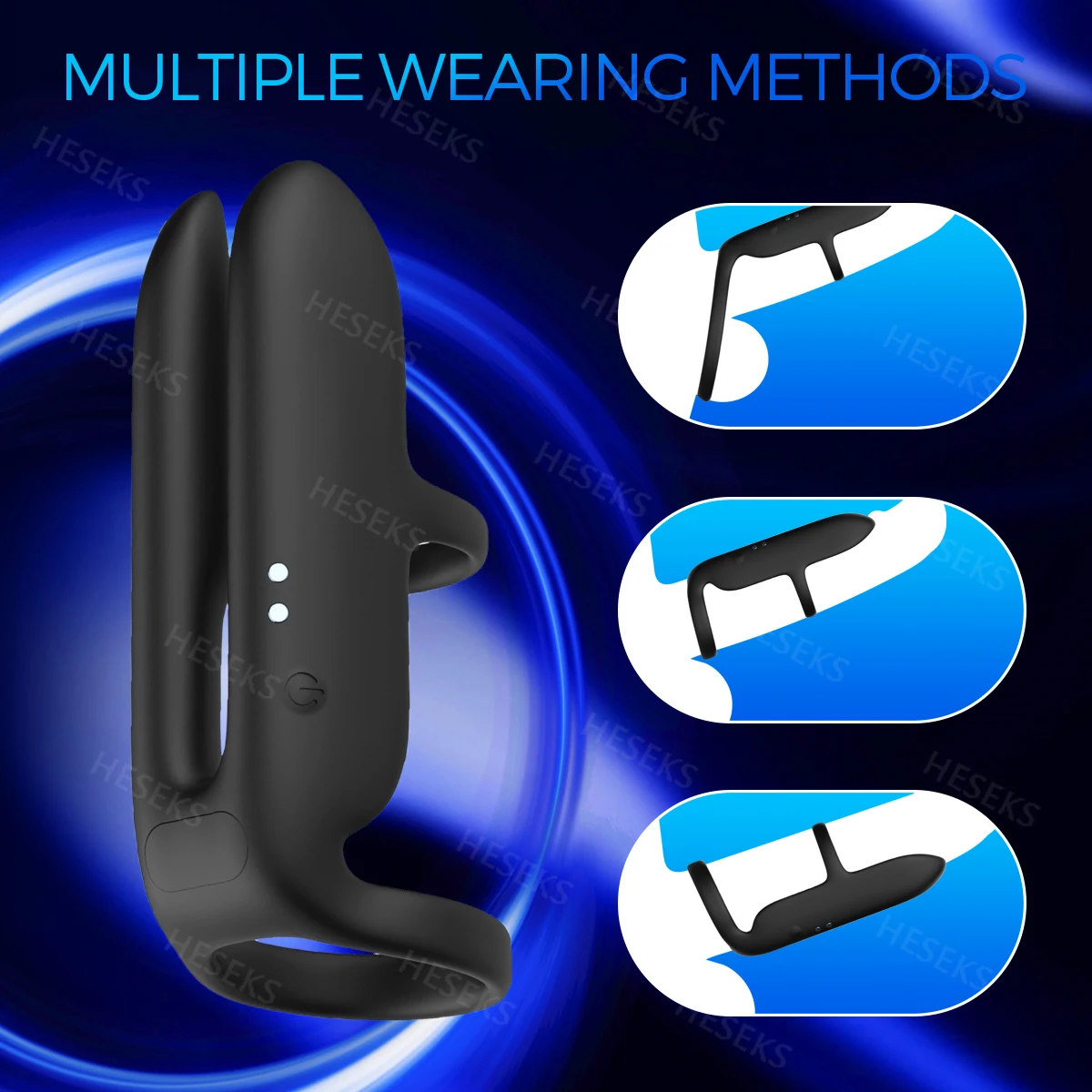 HESEKS Dual Motor Vibrating Penis Ring Cock Sleeve Penis Vibrator Extender Enlarge Delay Ejaculation Erection Sex Toys for Men