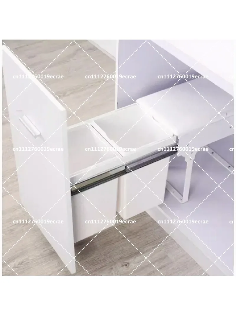 Pull Out Cabinet Trash Can, Under Sink Waste Bin, Square Kitchen Hidden Garbage Can for Cabinet Door