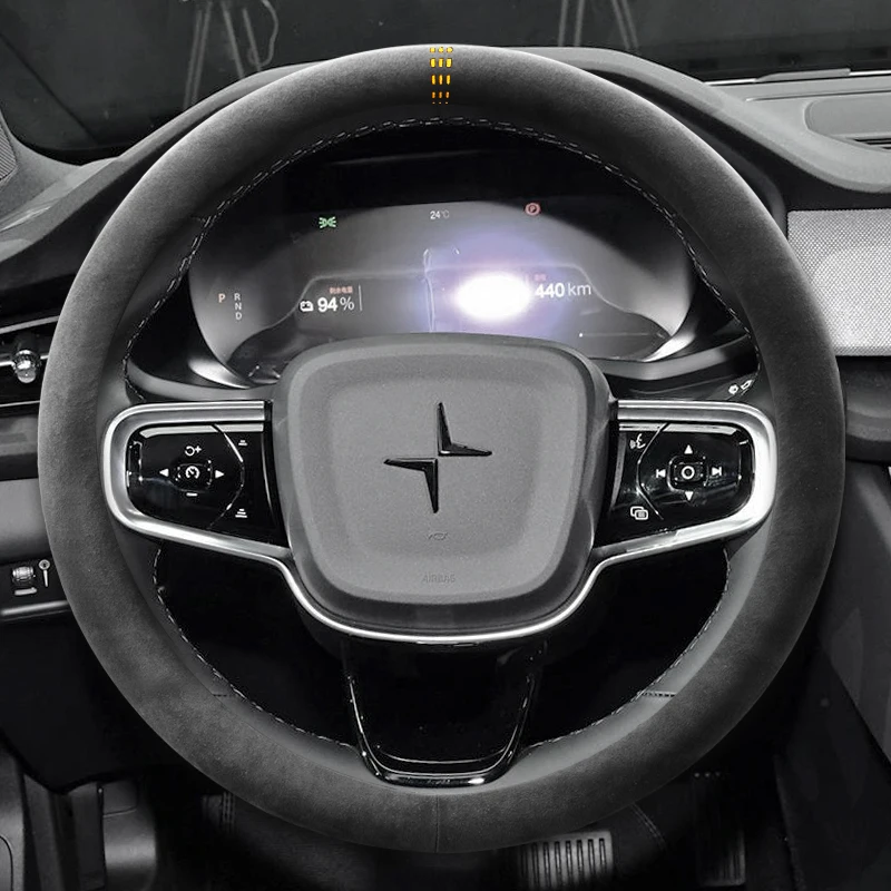 

For Polestar 2 1 3 4 5 Ultrathin Non-Slip Four Season Universal Suede Steering Wheel Cover Car Interior Modified Accessory